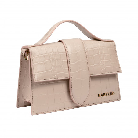 Damentasche Schultertasche 028g Croco Beige