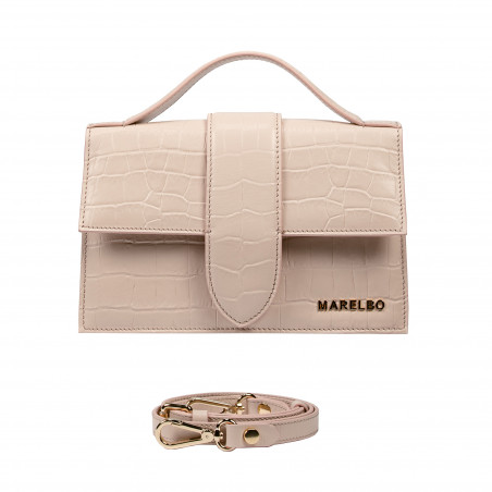 Damentasche Schultertasche 028g Croco Beige