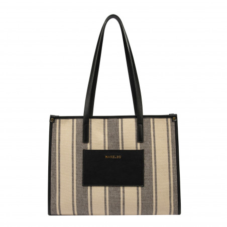 Damen-Strandtasche 031g Schwarz Kombiniert
