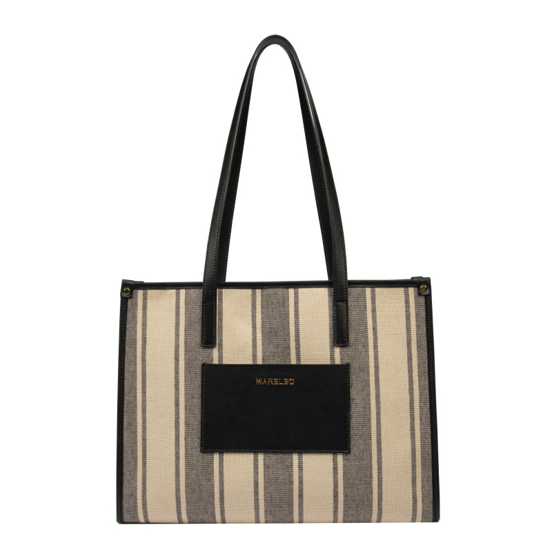 Damen-Strandtasche 031g Schwarz Kombiniert