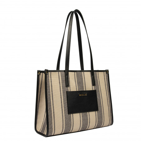 Damen-Strandtasche 031g Schwarz Kombiniert