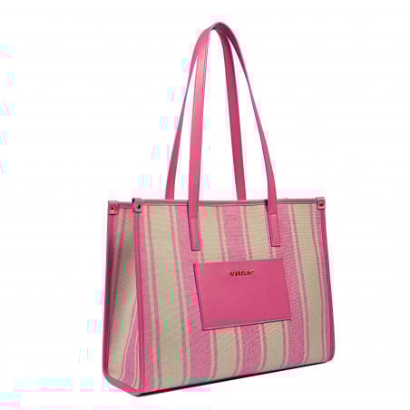Strandtasche für Damen 031g Barbie-Rosa kombiniert