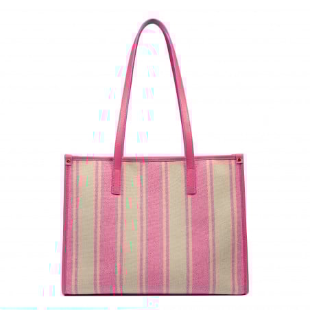 Strandtasche für Damen 031g Barbie-Rosa kombiniert
