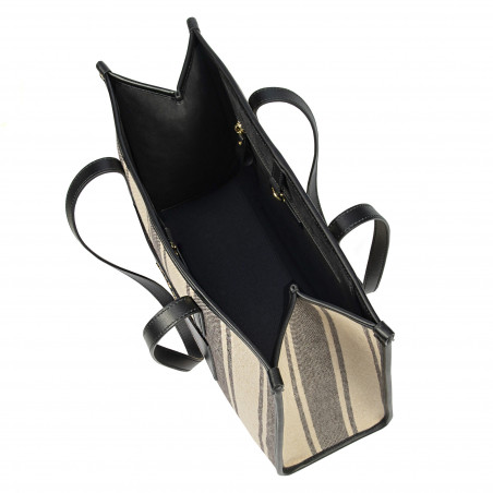 Damen-Strandtasche 031g Schwarz Kombiniert