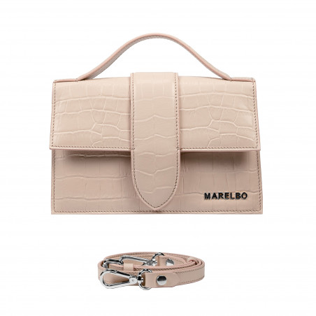 Damentasche Schultertasche 028g 01 Krokodil Beige