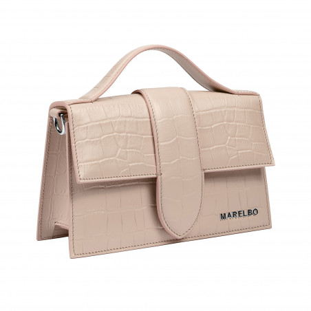 Damentasche Schultertasche 028g 01 Krokodil Beige