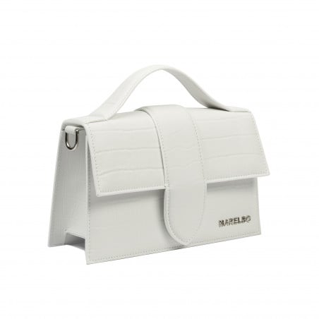 Damentasche Schultertasche 028g 01 Croco Weiß