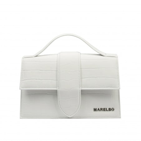 Damentasche Schultertasche 028g 01 Croco Weiß
