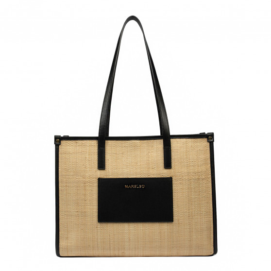 Damen Strandtasche 031g aus kombiniertem Rattan