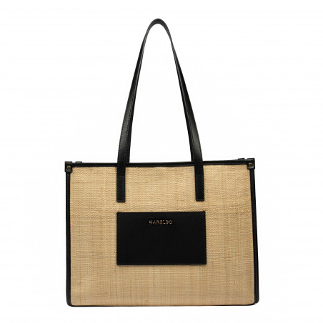Damen Strandtasche 031g aus kombiniertem Rattan