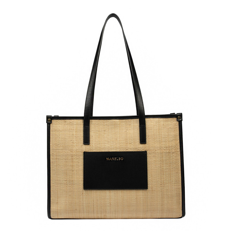 Damen Strandtasche 031g aus kombiniertem Rattan