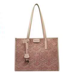 Damen-Strandtasche 031-1g rosa kombiniert+beige Design.