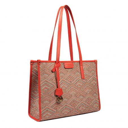 Damentasche für den Strand 031-1g rosa gemustert kombiniert+orange