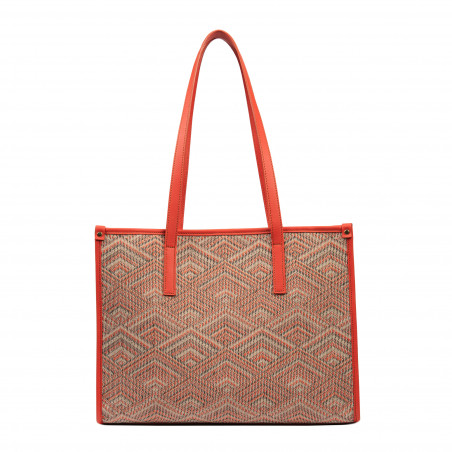 Damentasche für den Strand 031-1g rosa gemustert kombiniert+orange