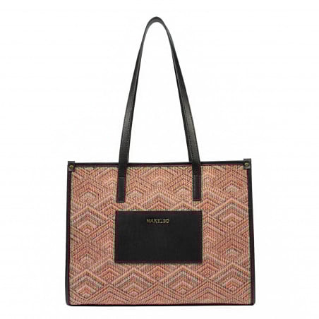 Damenschultertasche für den Strand 031g mit rosa kombiniertem Motiv