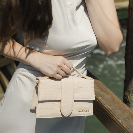 Damentasche Schultertasche 028g Croco Beige lifestyle
