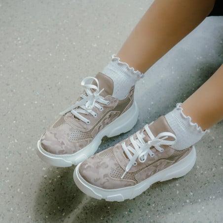 Damen-Sportschuhe 6053 beige Tarnung kombiniert lifestyle
