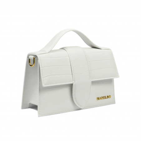 Damentasche Schultertasche 028g Croco Weiß