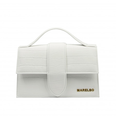 Damentasche Schultertasche 028g Croco Weiß