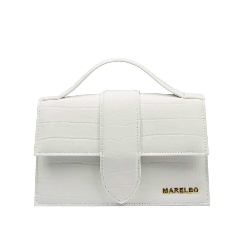 Damentasche Schultertasche 028g Croco Weiß