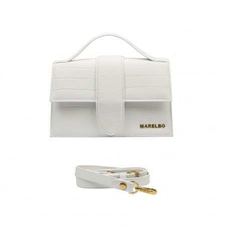 Damentasche Schultertasche 028g Croco Weiß