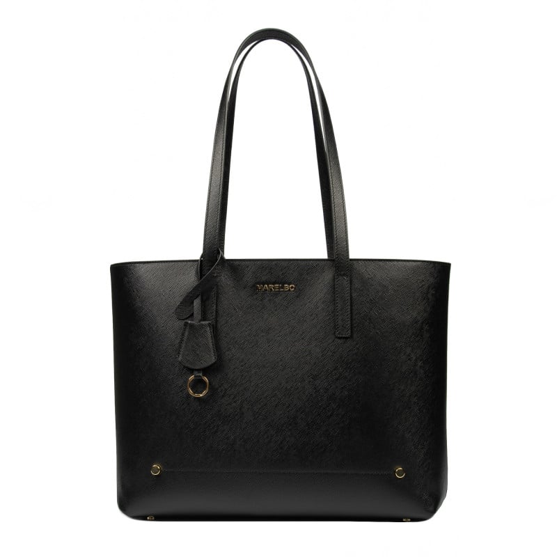 Damentasche Schultertasche 034g schwarz Safiano
