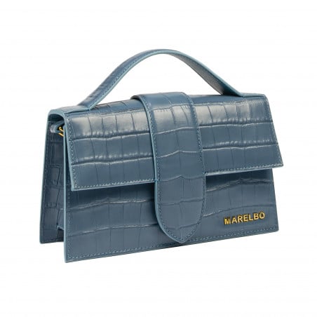 Damentasche Schultertasche 028g Croco Blau