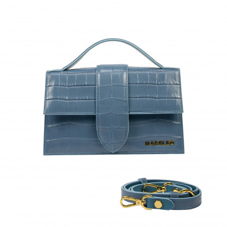 Damentasche Schultertasche 028g Croco Blau