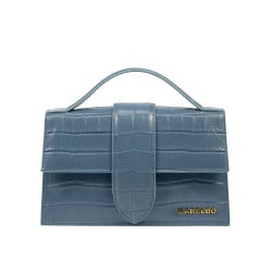 Damentasche Schultertasche 028g Croco Blau