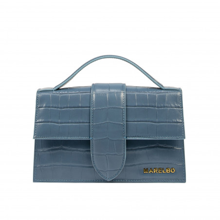 Damentasche Schultertasche 028g Croco Blau