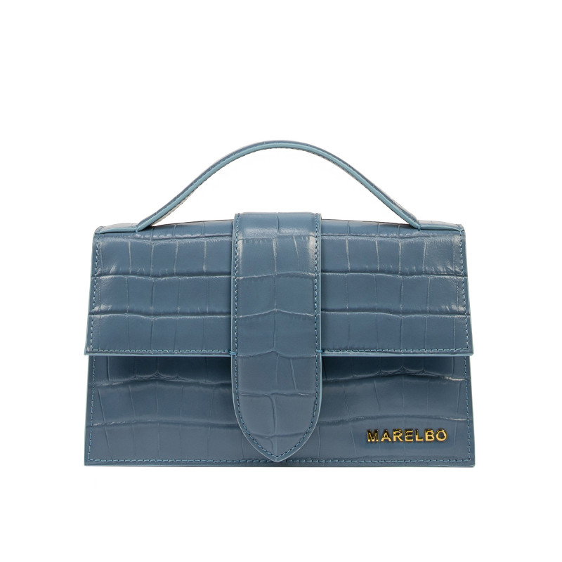 Damentasche Schultertasche 028g Croco Blau