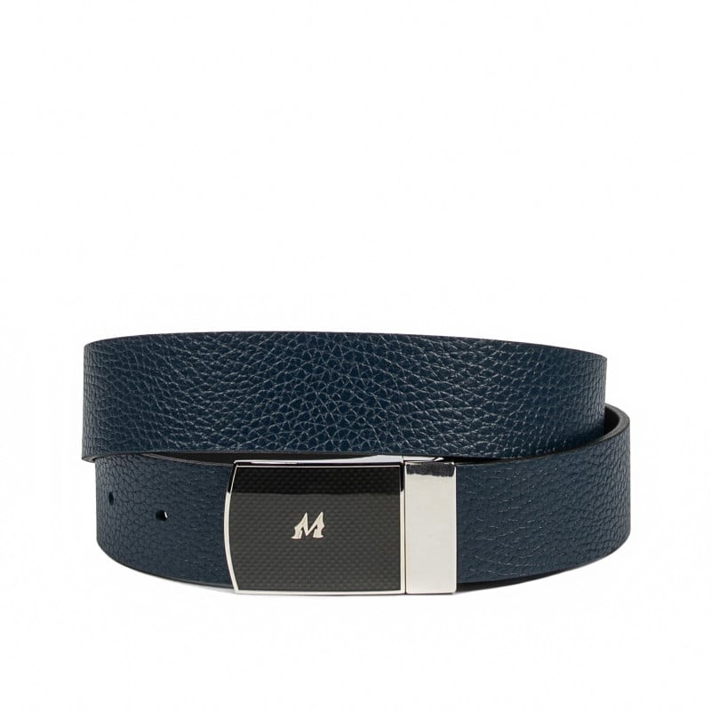 Herrengürtel 62b zweifarbig biz blau+schwarz matt