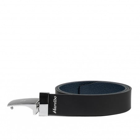 Herrengürtel 62b zweifarbig biz blau+schwarz matt