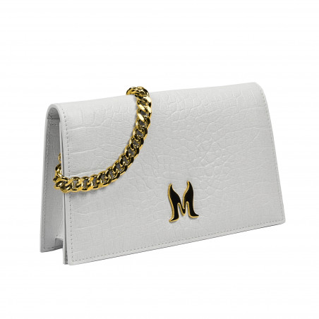 Damen Schultertasche 029g Kroko Weiß
