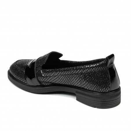 Damen Freizeitschuhe/elegante Schuhe 6037 in schwarz schimmernd kombiniert