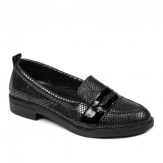 Damen Freizeitschuhe/elegante Schuhe 6037 in schwarz schimmernd kombiniert