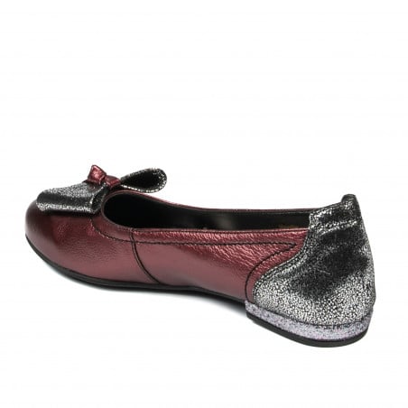 Damen Ballerinas 6014 Bordeaux Perlmutt kombiniert