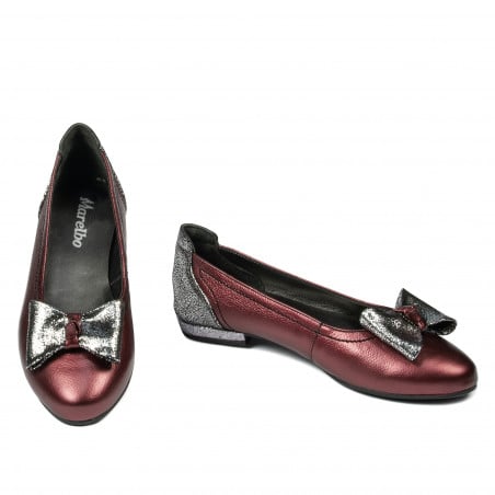 Damen Ballerinas 6014 Bordeaux Perlmutt kombiniert