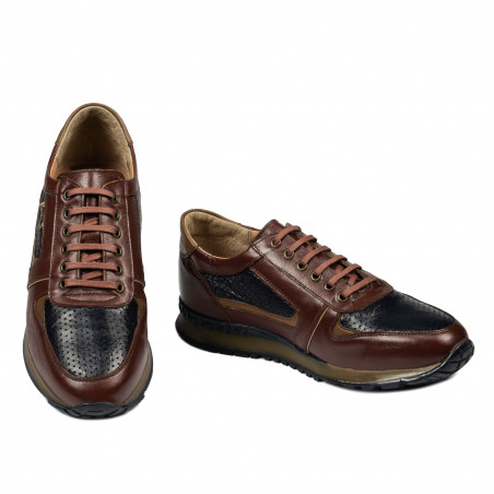 Herrensportschuhe 833 Braun+Indigo