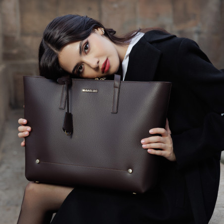 Damen-Schultertasche 034g Dunkelbraun lifestyle