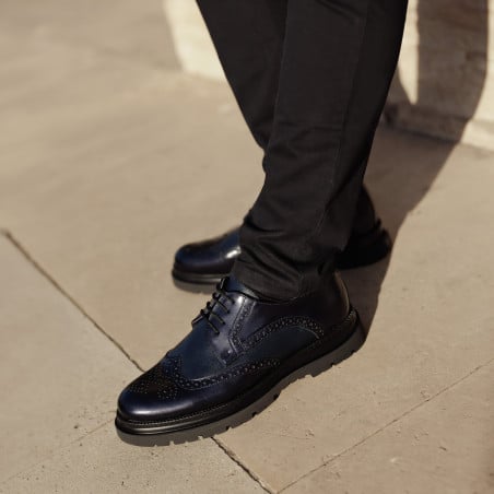 Elegante Herrenschuhe 972 Lack Indigoblau kombiniert lifestyle