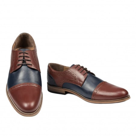 Elegante Herrenschuhe 880 braun+indigo