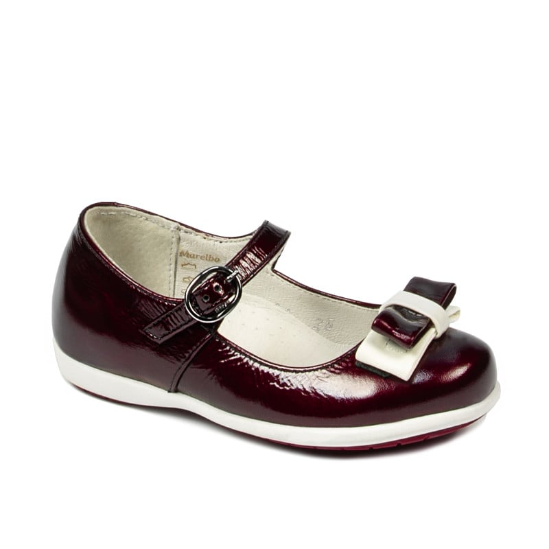 Kleine Kinderschuhe 51c Lack bordeaux+weiß