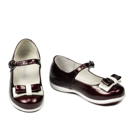 Kleine Kinderschuhe 51c Lack bordeaux+weiß