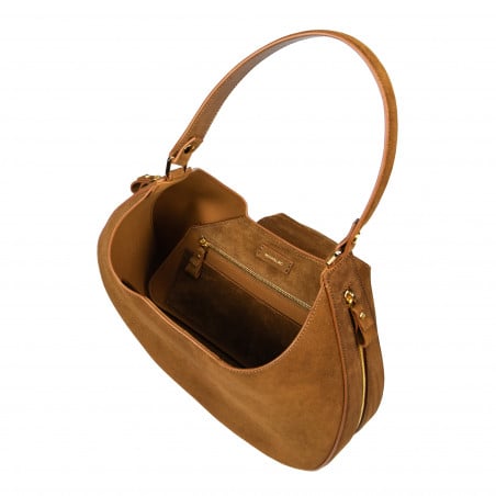 Damentasche Schultertasche 036g Wildleder braun