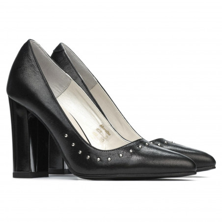 Damen elegante Schuhe 1275 Schwarz satiniert