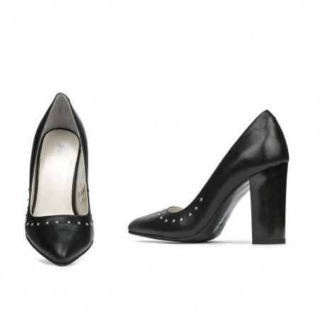 Damen elegante Schuhe 1275 Schwarz satiniert