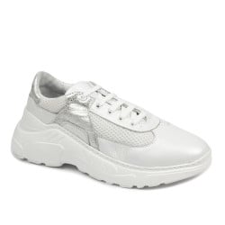 Damen-Sportschuhe 6015 in perlmuttweiß kombiniert