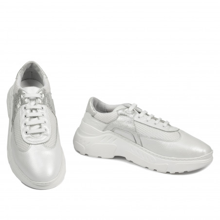 Damen-Sportschuhe 6015 in perlmuttweiß kombiniert