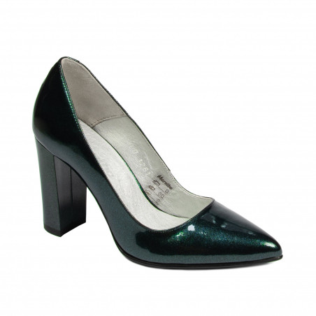 Damen elegante Schuhe 1261 Lack Türkis Perlglanz